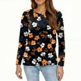 thumbnail image 5 of WTOBBY Women's Fashion Loose Long Sleeve Floral Print Hem Slit Round Neck T-shirt Top Casual Wear Soft Material Comfort Fit Ideal for Layering Piece Daily Outfit US Market,Black L, 5 of 5