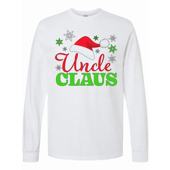 Inktastic Uncle Claus with Christmas Santa Hat and Snowflakes Long Sleeve T-Shirt