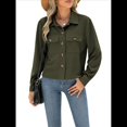 thumbnail image 1 of Chaquetas de con Botones para Mujer, Camisetas de Larga, Tendencia 2025 Verde L, 1 of 8