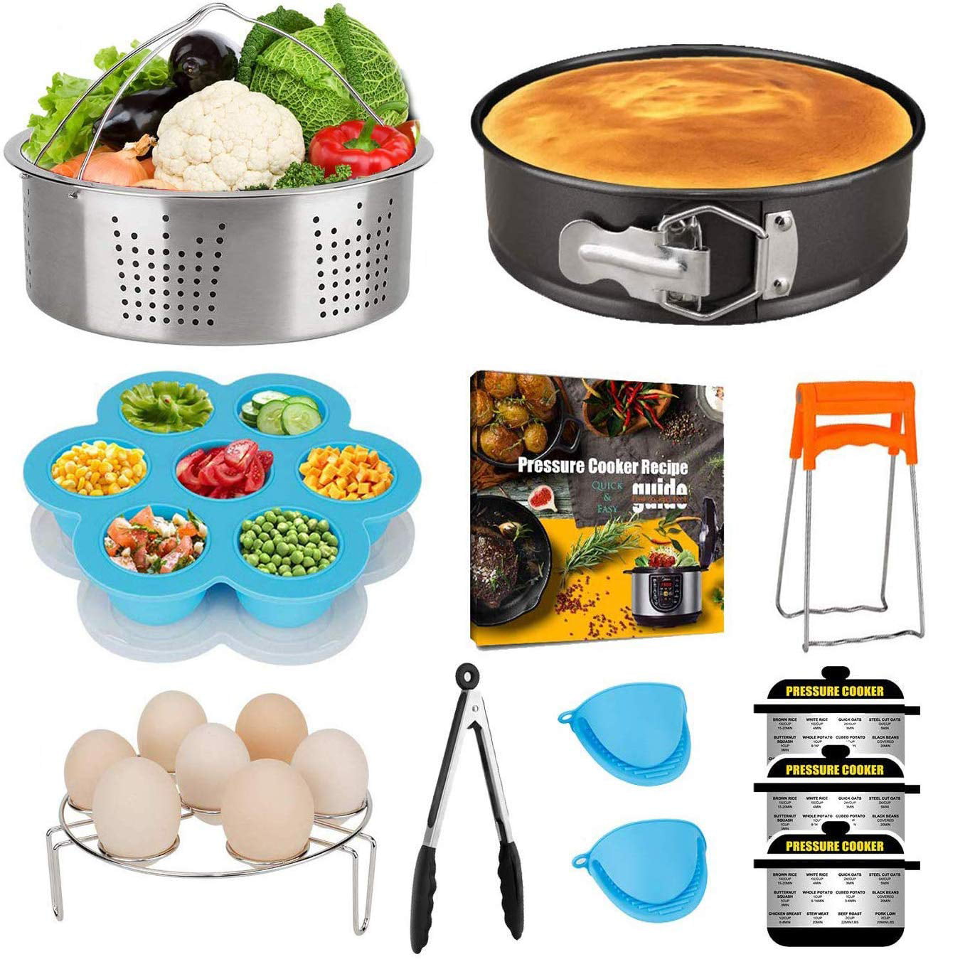 Stainless Steel Cooking Set Steamer Rack Silicone Egg Bites Mold for Children