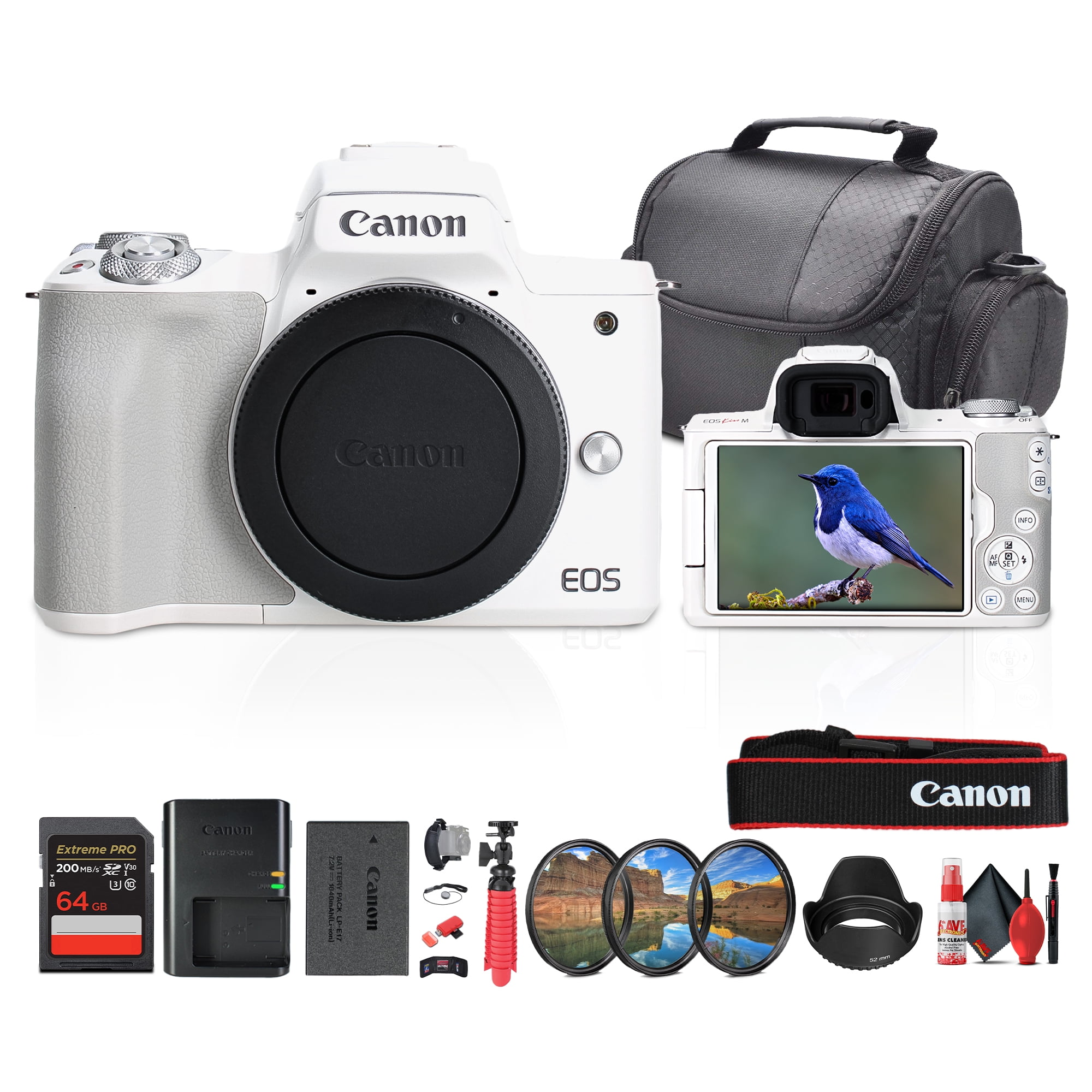 Canon EOS Kiss M / M50 Mirrorless Camera (White) with Canon EOS Kiss M / M50 Mirrorless Camera (White) with