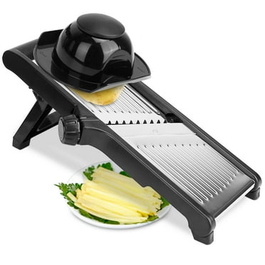 Kitchen Food Cutter Vegetable Fruit Chopper with 5 Adjustable Blades Food Holder, Stainless Steel Grater