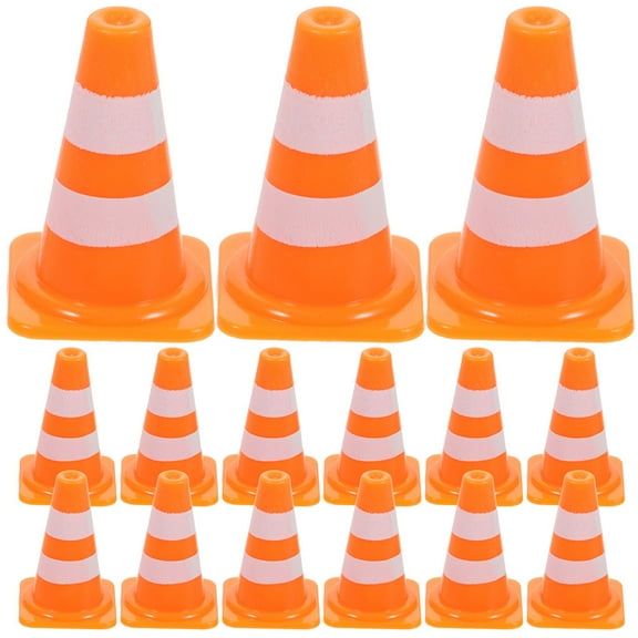 LOLIPPYY 20Pcs Mini Traffic Cones Plastic Roadblocks Toys for Children Safety Awareness and Playtime