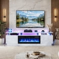 thumbnail image 2 of Oneinmil Fireplace TV Stand with 36” Electric Fireplace, Entertainment Center for TVs up to 90", LED Lights Entertainment Center, TV Console, White, 2 of 11