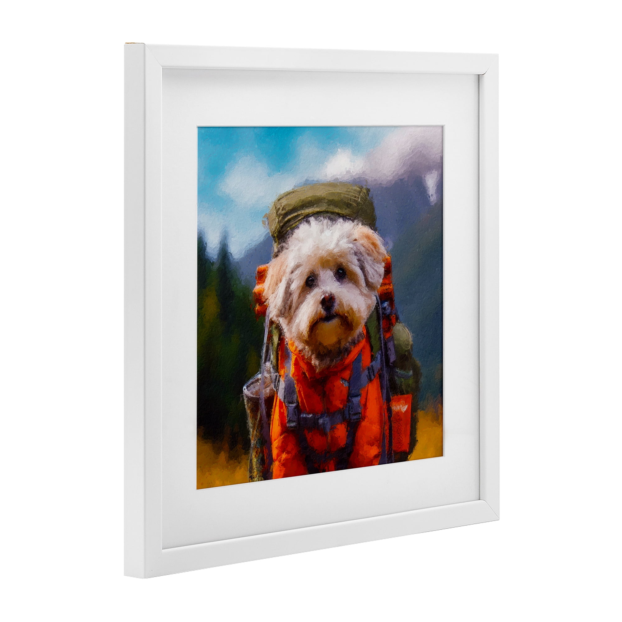 Stupell Industries Adventuring Hiker Dog White Framed Print Under Glass, design by Sean Parnell