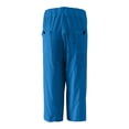 thumbnail image 5 of Clearance under 10$ Sevevn Women Summer Pants Casual Solid Color Drawstring Side Button Elastic Waist Linen Pockets Pants Sales Today Clearance Blue XXL, 5 of 6