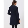 thumbnail image 4 of Abrigo largo elegante de invierno para mujer con cuello en V y un solo pecho Azul Oscuro XL, 4 of 6
