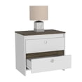 thumbnail image 4 of Depot E-Shop Bacopa Nightstand With 2 Drawers, White/Dark Brown, 4 of 9