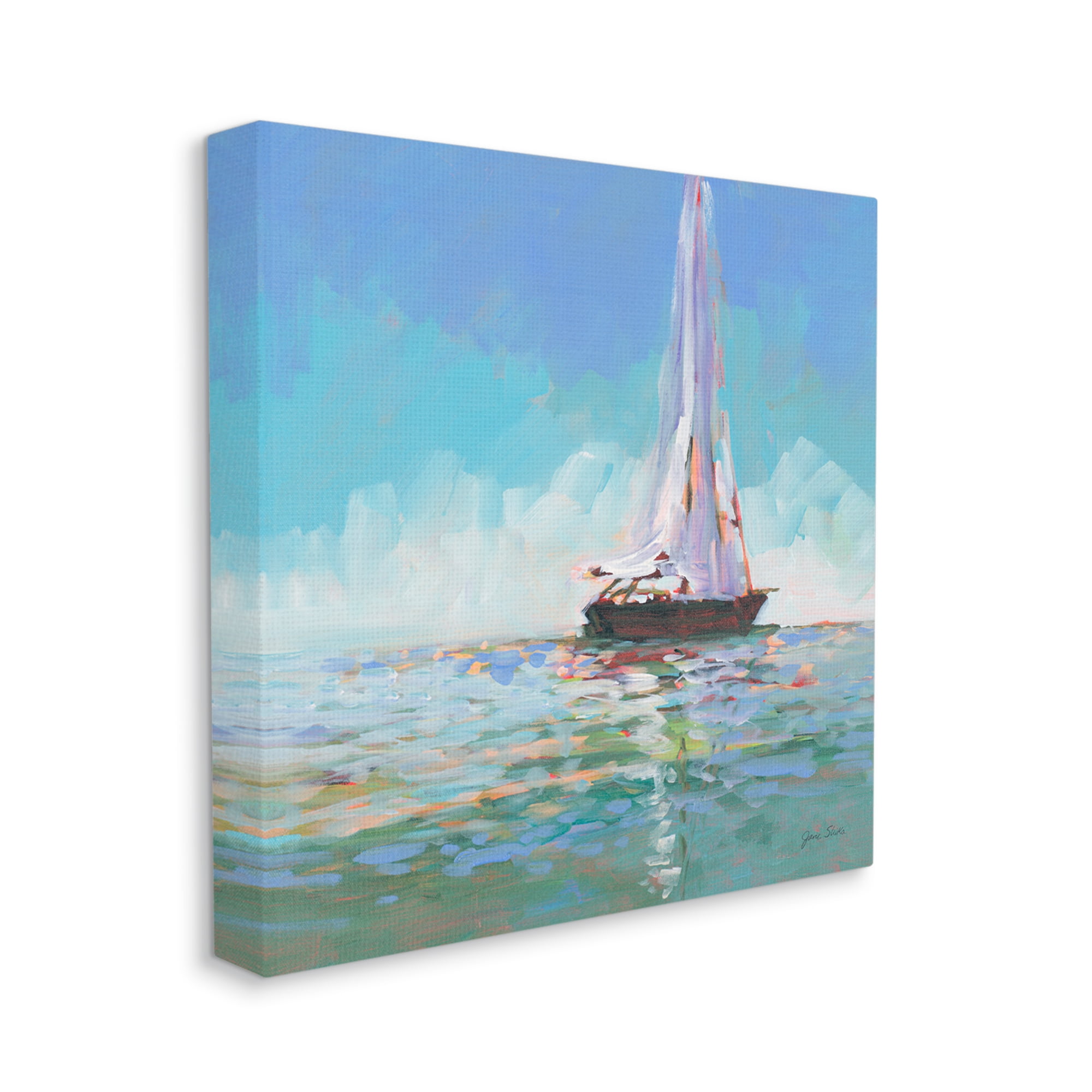 Stupell Industries Quiet Sailing Painting Transportation Painting Gallery Wrapped Canvas Print Wall Art, 30 x 30