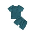 thumbnail image 2 of Qiylii Baby's Solid Color 2Pcs Clothes Set,Short Sleeve T-shirt+Elasctic Shorts, 2 of 8