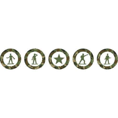 Toy Soldiers Creative Design Vinyl Wall Decal - Foot Army Play Things with Star for Kid's Bedroom and Playroom Wall Decoration 30" x 6"