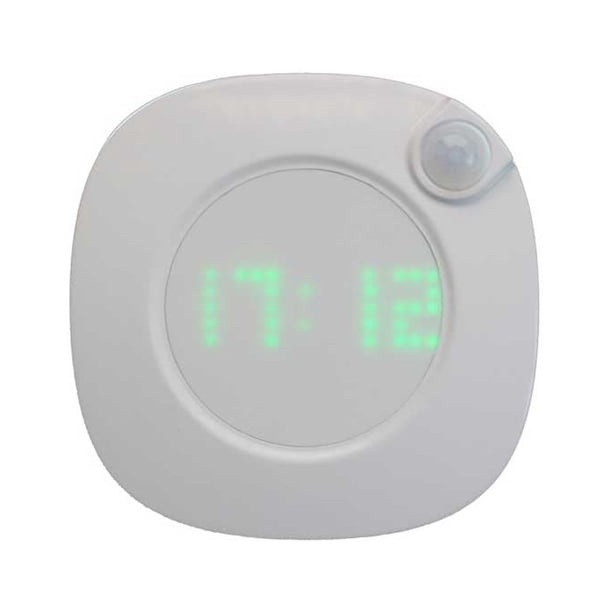 Bearachild Reloj de pared, Sensor de movimiento de luz, lámpara de noche de inducción corporal, inalámbrico, hogar, tiempo Digital, Electrónica Recargable