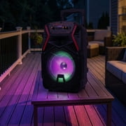 Curuk 8 Wireless Bluetooth Party Speaker, 1000W Peak Power Portable PA System with Heavy Bass Subwoofer, LED Lights, FM Radio, Remote & USB Rechargeable