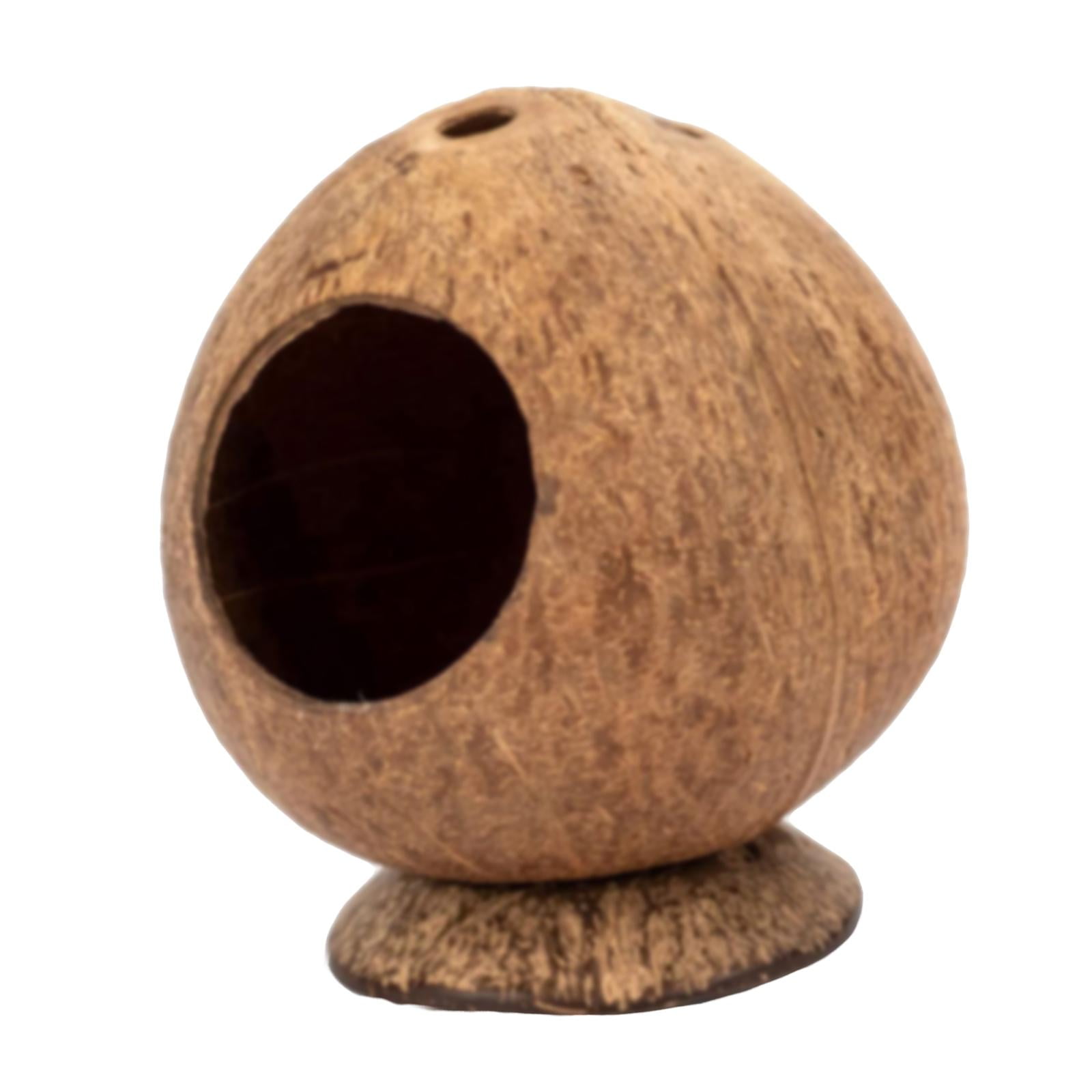 Hamster Cage Pet Hideout Nest Coconut Shell Hut Small Animal Hiding House Habitat Cave For Bunny, Chinchilla Gerbil Mice Playing
