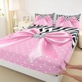 thumbnail image 5 of spefrowx Fashion Pink Bow King Sheets for Kids, Zebra Print Polka Dot Bedding, 4 Pieces, 1 Flat Sheet, 1 Fitted Sheet and 2 Pillowcases, 5 of 6