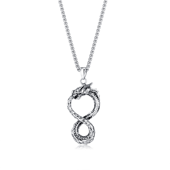 Medieval Dragon Pendant Necklace, Artificial Leather Rope, Jewelry Gifts, Men's and Women's