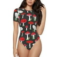 thumbnail image 2 of Picia Red Mushrooms Womens One Piece Swimsuits Modest Tummy Control Bathing Suits Lace Up Slimming Swim Suit-Large, 2 of 9