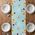 thumbnail image 6 of Aqua Gnomes Daisy Table Runner - 48 Inch Long, Kitchen Dining Table Runner Dresser Scarves, Pastoral Country Garden Floral Farmhouse Decor for Coffee Tables Wedding Party Banquet, 6 of 8