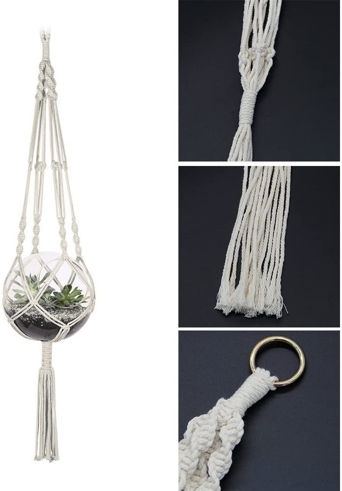 LNKOO Macrame Plant Hanger, 2 Pack Plant Hanger, Cotton Rope Plant Hangers Indoor Outdoor, 4 Legs Plant Hanger Brackets, Flower Pot Hanging Plant Holder for Home Decorations 41 Inches - image 4 of 7