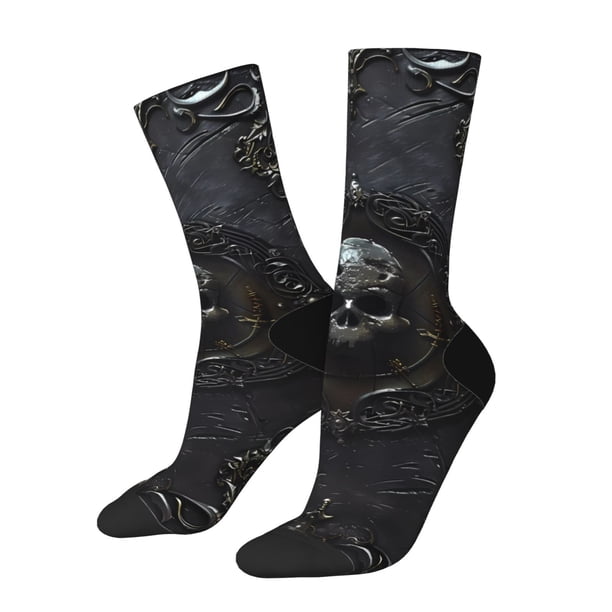 Balery Ornate Dark Skull Book Calcetas Largas con Estampado para Hombre y Mujer – Suaves y Transpirables, Talla Única (US 5-11)