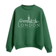 thumbnail image 2 of Green Sweaters for Women's Solid Round Neck Long Sleeved LONDON Printed Hoodie Womens Fall Fashion 2025, 2 of 3