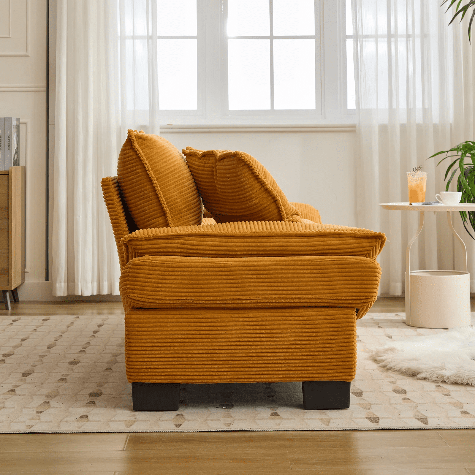 84" Comfy Corduroy Sofa 2-Seater Deep Seating Loveseat with Pillows for Small Spaces