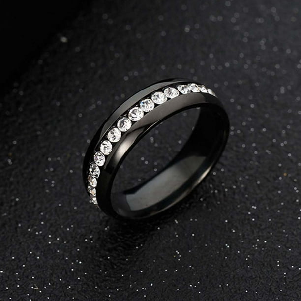 Fiudx Anillo de Acero Inoxidable para Pareja, Elegante Diseño de Cristal, Joyería Unisex, Accesorio para Bodas, Compromisos y Fiestas, Ideal para Citas y Banquetes, Regalo Perfecto, Juego de 1