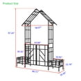 thumbnail image 3 of 80.71"W x 97.24"H Metal Garden Arch with Gate & Planter, Support for Climbing Plants, Outdoor Rose Arch (Black), 3 of 9