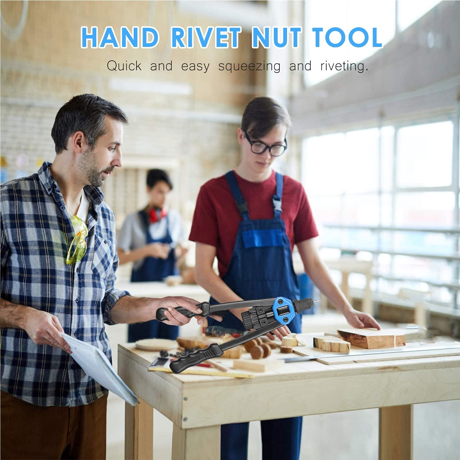 iMeshbean 13'' Rivet Gun Kit Rivnut Thread Setting Tool Nut Setter NutSert Metric 130PCS Hand Blind Riveter