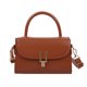 thumbnail image 2 of Bolsa bandolera con solapa de cuero PU de hombro sólido para mujer (marrón claro) Ehuebsd Para estrenar, 2 of 9