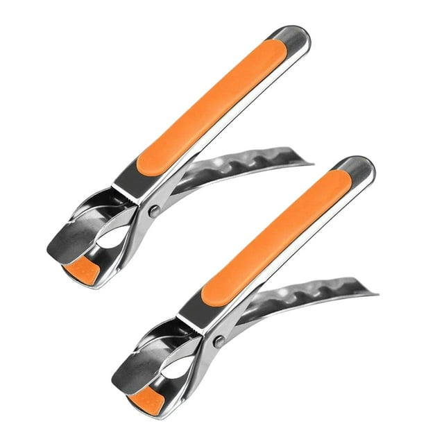 pitrice 2piece Multifunctional Bowl Clip Versatile Dish Lifter With Comfortable Curved Handle Dish Clip Orange With silicone pad