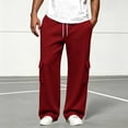 thumbnail image 2 of ShomPort Men's Sweatpants with Flap Pockets Fleece Cargo Pants Workout Wide Leg Open Bottom Casual Joggers, 2 of 7