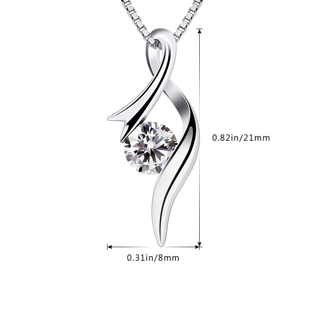 MoAndy Silver Plated Women Necklace Chain Elegant Pendant White Length 45CM