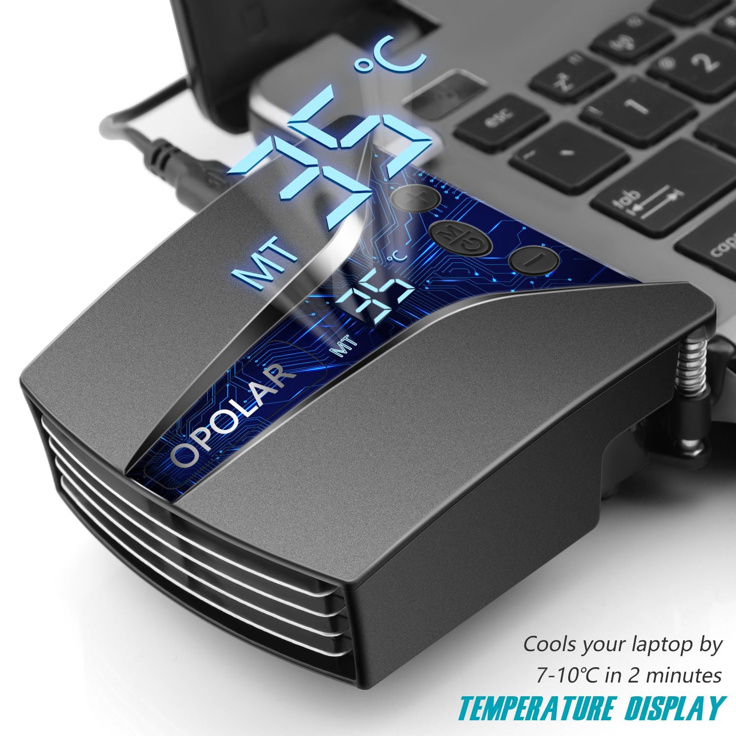 Laptop Fan Cooler with Temperature Display; Rapid Cooling; Auto-Temp Detection; 13 Wind Speed(2600-5000RPM); Perfect for Gaming Laptop