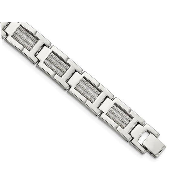 Bracelet de Câble pour Hommes en Acier Inoxydable 8,5 Pouces