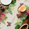 thumbnail image 3 of Tropical Spring Table Runner 70 Inches, Floral Leaves Butterflies Burlap Rustic Bed Runner Dresser Scarves Tabletop for Indoor Outdoor Parties/Ceremony/Banquet, 13" x 70", 3 of 9