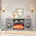 thumbnail image 2 of Fireplace TV Stand, LEGAHOME 59in TV Stand with 23in Fireplace for 65 inch TVs, Farmhouse Entertainment Center for Living Room, 400Sqt Heating Area, Gray, 2 of 9