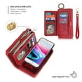 thumbnail image 4 of iPhone 8 Plus Wallet Detachable Case, iPhone 7 Plus Case, Dteck [wrist band & metal buckle] [14 Card Slots] Zipper Purse Phone Case Folio Flip PU Leather Removable Magnetic Back Cover, Red, 4 of 10