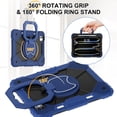 thumbnail image 3 of for iPad Pro 11" 2024 M4 5th Geneartion A2836/A2837/A3006 with Pencil Holder/360° Rotating Kickstand/Grip Handle/Shoulder Strap Kids Girls Heavy Duty Protective 3-Layers Cover, Darkblue+Black, 3 of 8