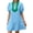 Sky blue, variant on Short Sleeve Women Color Block V Neck Ruffle Mini Dress