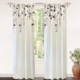 thumbnail image 2 of DriftAway Isabella Faux Silk Embroidered Window Curtain Embroidered Crafted Flower Lined with Thermal Fabric Single Panel 84"L x 42"W Ivory Purple, 2 of 4
