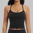 thumbnail image 2 of KHONTS Women's Longline Sports Camisole Cross Back Active Gym Yoga Padded Workout Crop Tanks Tops with Built in Bra Black L, 2 of 5