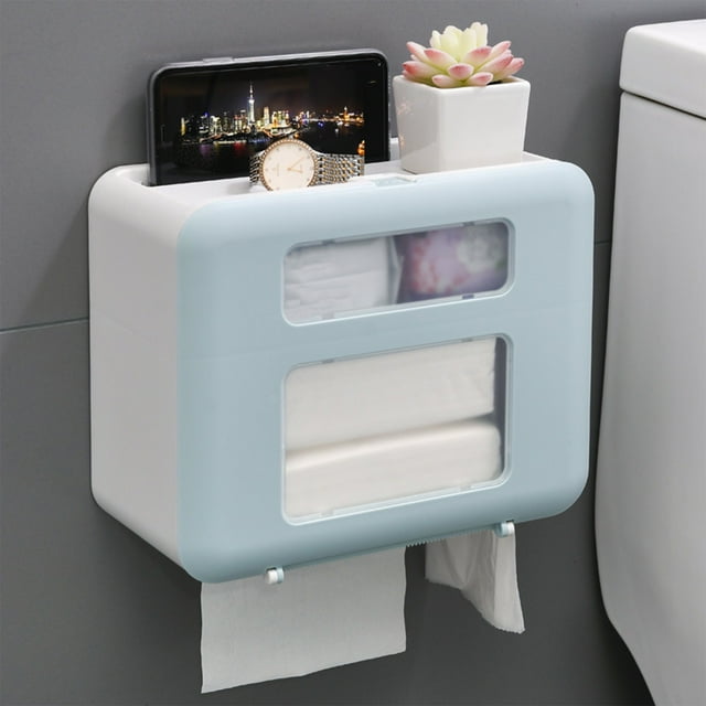 PEONAVET Paper Storage Wall-Mounted Layer Tissue Box for Home Decor - Modern Sturdy Plastic Tissue Container - for Bathroom Kitchen and Office