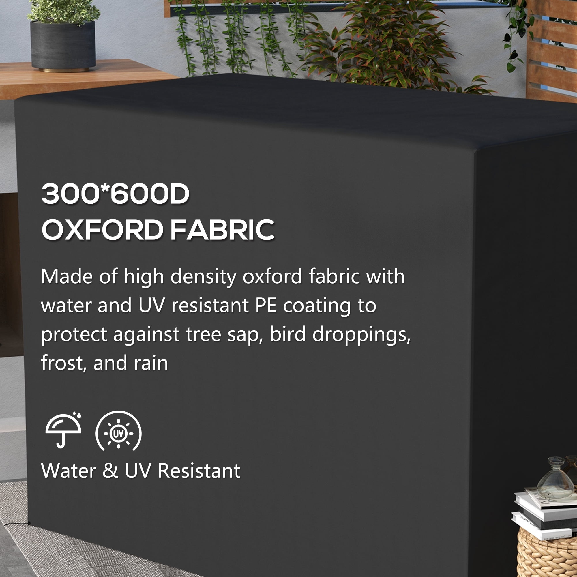 Outsunny 600D Oxford 3-Seater Patio Swing Cover Outdoor Swing Chair Cover Garden Furniture Cover Rain Protection Waterproof Anti-UV, Dark Gray