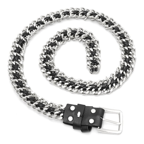 Cinturones de cadena de cuero para mujer Cinturones de metal Cinturones de cintura punk rock para jeans Vestido