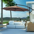 thumbnail image 1 of Costway 10FT Patio Offset Umbrella Solar LED 360degrees Rotation Brown, 1 of 10