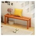 thumbnail image 5 of WDZS 47 Inch Patio Wood Bench, 2-Person Backless Bench w/Slatted Seat, Indoor Outdoor Dining Bench for Backyard, Poolside, Entryway, Porch, 5 of 9