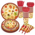 thumbnail image 2 of Thanksgiving Maple Leaf Paper Plates Party Plates and Napkins Party Supplie Birthday Disposable Tableware Set Party Dinnerware Serves 8 Guests for Plates  Napkins  Cups 68PCS, 2 of 6