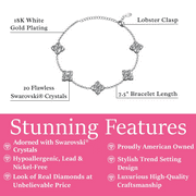 Cate & Chloe Adeline 18k White Gold Plated Chain Bracelet with Swarovski Crystal Clusters for Women