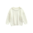 thumbnail image 1 of Faithtur Chandail Col Rond Couleur Unie pour Bébé, Tricot à Manches Longues Ample, 1 of 6